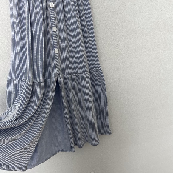 Caution To The Wind Strip Button Down Midi Dress Size M - Picture 2 of 4